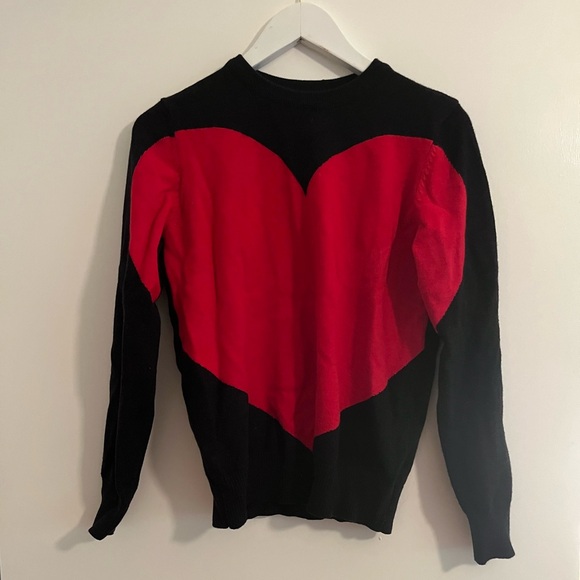 The Way Red Heart Black Sweater - Picture 1 of 3
